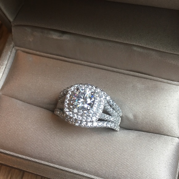 3pcs Solid 925 Silver Engagement Ring Wedding Band - Picture 3 of 6